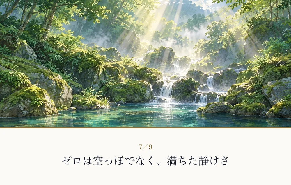 光のさす清流が静かに満ちている絵｜ゼロ磁場の紙芝居