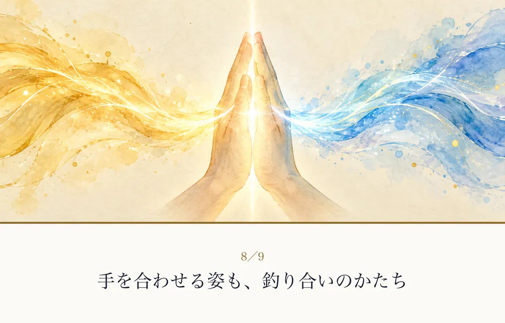 胸の前で合わされた二つの手の絵｜ゼロ磁場の紙芝居